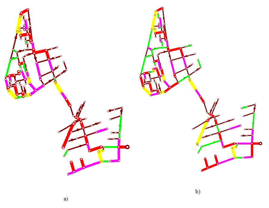 Fig. 4 Overloaded sections a) SCA, b) SCB